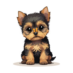 Baby Yorkshire Terrier in chibi style on white background