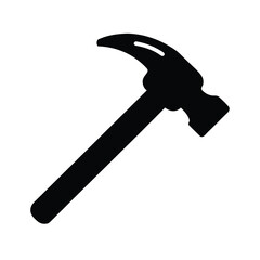 Hammer And Nail Stencil Icon Silhouette Vector Illustration