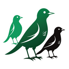 Skylark birds set isolated shilhotee vector on white background