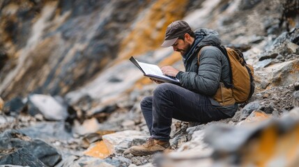 Man Reading Book Outdoor