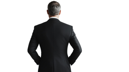 Rear View of Businessman in Black Suit