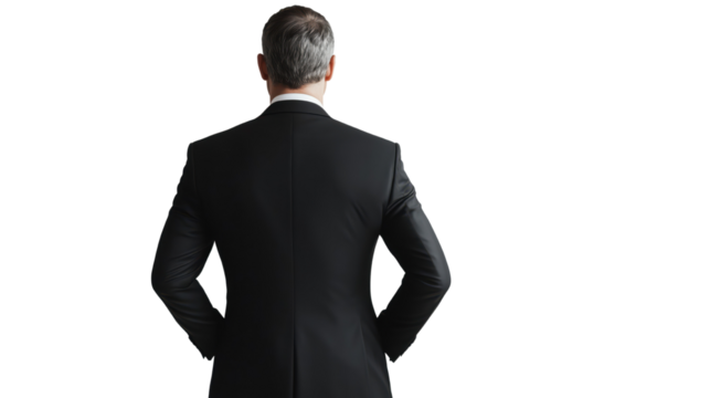 Rear View of Businessman in Black Suit