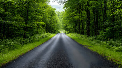 Fototapeta premium Forest Road After Rain