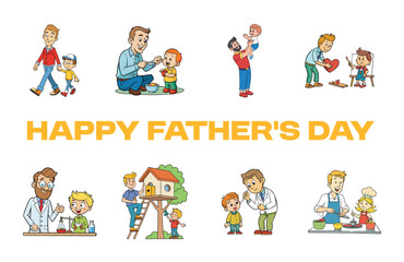 Father’s day graphic vector bundle isolated on white background