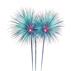 Naklejka premium Teal and Pink Fireworks Display on Transparent Background