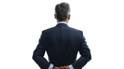 Rear View of Professional in Navy Business Suit