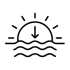 Sunset ocean wave vector, sunset wave illustration, ocean sunset graphic, sunset wave design vector