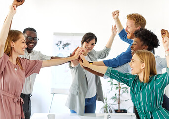 business meeting businesswoman woman office teamwork togetherness unity hand partnership holding entrepreneur celebrating success victory win happy smiling startup diversity student