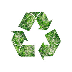 Green Recycle Symbol with Nature Texture