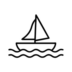 Sailing Boat at Sea Icon Design