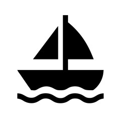 Sailing Boat on Water Icon Design