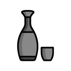 Sake Bottle with Cup Icon Design