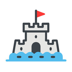 Sandcastle with Flag on Top Icon Design