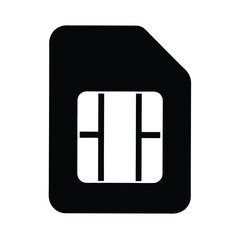 Sim Card Stencil Icon Silhouette Vector Illustration