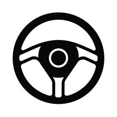 Steering Wheel Icon Silhouette Vector Illustration