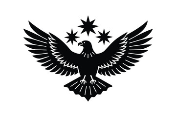 Obraz premium Silhouette art illustration of a bald eagle clutching fireworks in its talons.eps