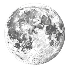 Detailed Monochrome Illustration of the Moon's Surface