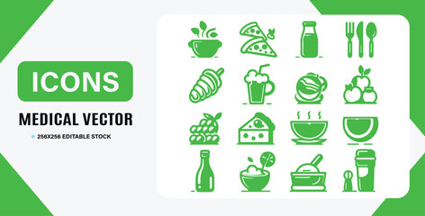 Minimalist Food Icons Set 12 Black and White Icons for Culinary Apps
