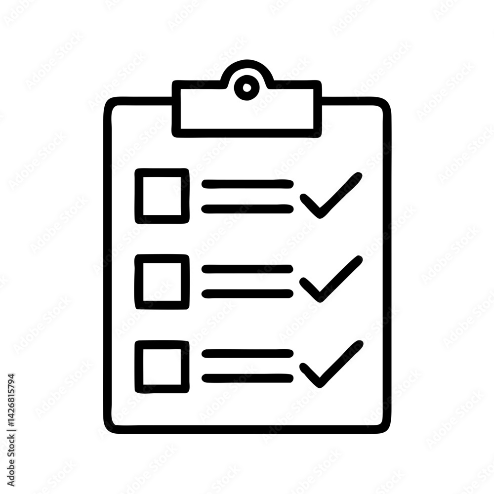 Poster checklist clipboard task list checkmark survey form report document questionnaire to do list item