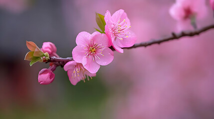 Close Up Pink Blossoms In Springtime