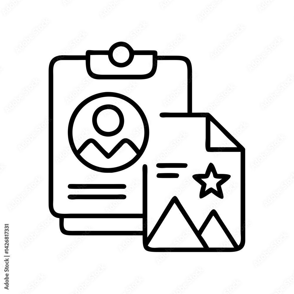 Poster clipboard document profile picture star image file report information data form graphic design vecto