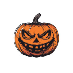 Fototapeta premium Evil Grinning Jack-o'-lantern Halloween Pumpkin Illustration