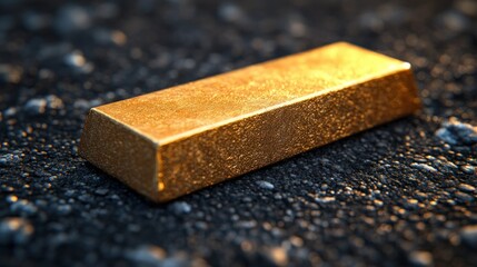 Gold bar on dark surface