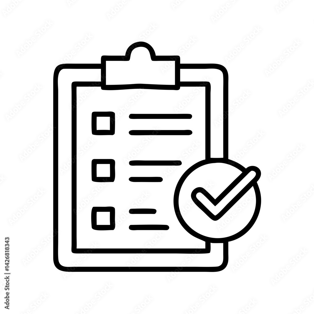 Poster checklist task management clipboard checkmark complete list survey form assignment done icon vector