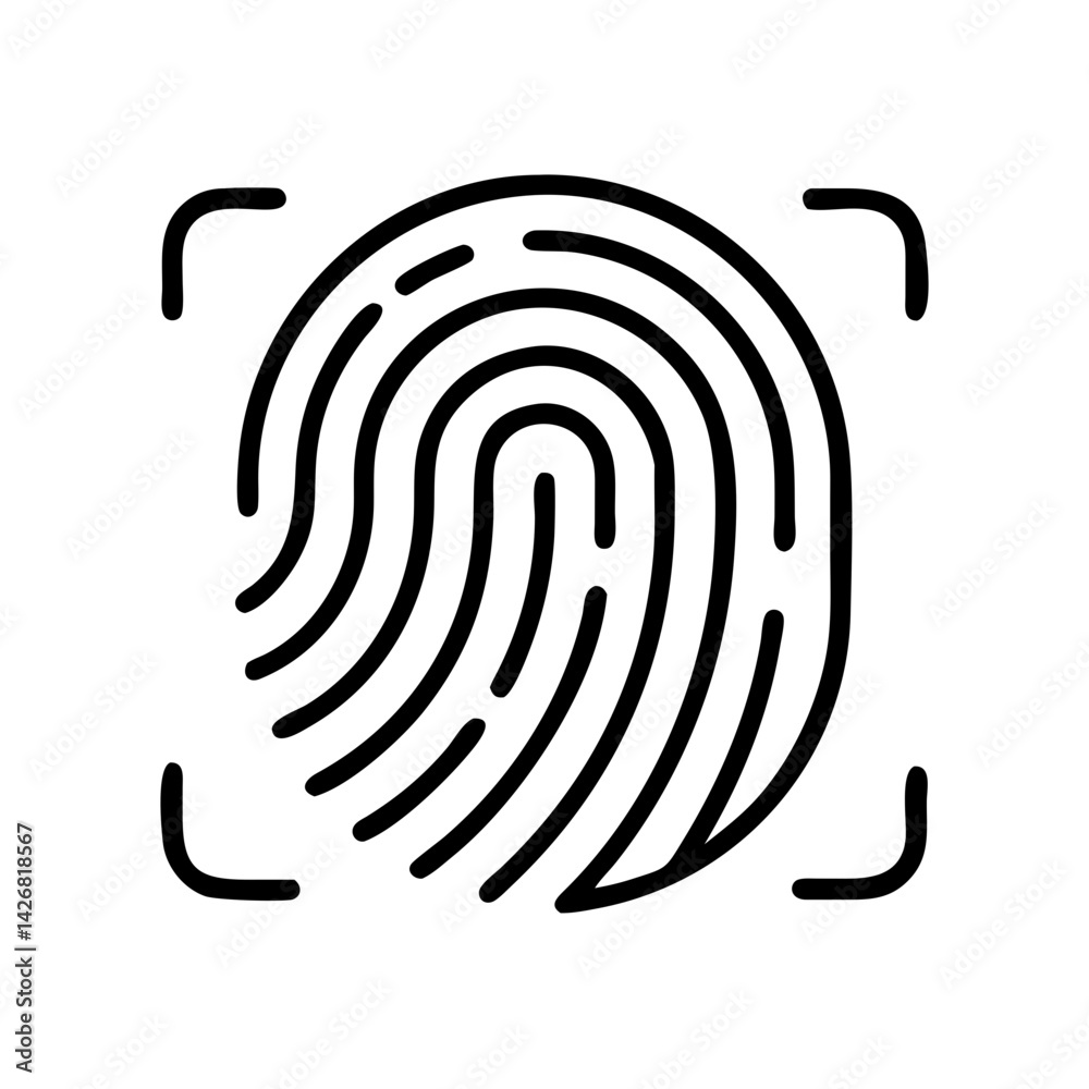 Poster fingerprint identification scan security access authentication biometric technology system icon desi