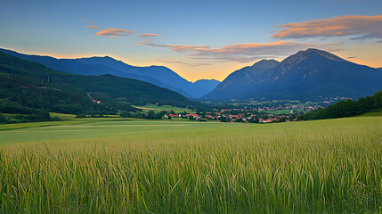 Panoramic Valley View At Sunset