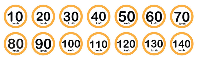 traffic speed limit signs vector icon set