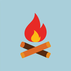 Campfire Camping Elements Vector Minimal vector campfire with three logs and simple flickering flame