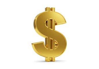 Fototapeta premium Isolated golden dollar sign on a white background representing wealth and financial success