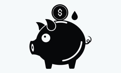Save money silhouette, Save money icon designed in a line style, editable stroke 