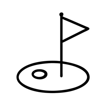 recommend clip art: Golf course icon vector illustration of a golf hole with flag for golf sport and recreation design