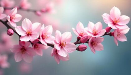 Obraz premium Continuous, intertwined blossoms; delicate, soft color palette , soft, vector