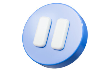 3d Realistic Pause Icon. blue round pause buttons for start multimedia with simplicity colorful video concept, audio playback. Minimal Cartoon watch buttons isolated on blue background. 3d render.