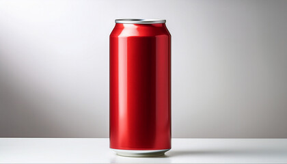 Obraz premium red aluminum drink can mockup ideal for branding applications featuring a white background for seamless integration into designs
