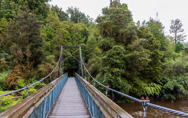 Obraz premium Scenic Landscape on Clearwater River, Lake Matheson, and Walkaway Trail in Fox Glacier, South Island, New Zealand