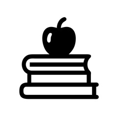 Stack of Books with Apple on Top Icon Design