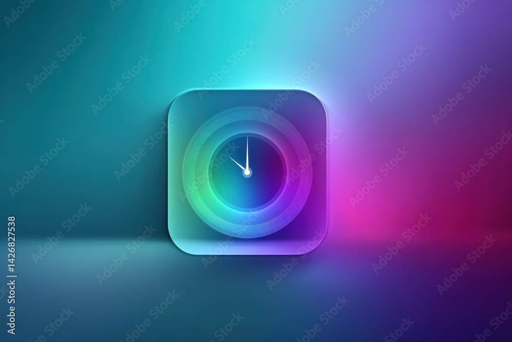 Aufkleber Mindfulness Timer Application Glowing With a Soft Vibrant Gradient in a Peaceful Environment for Focused Relaxation and Time Management