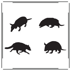 Armadillo silhouette, Armadillo illustration ,Armadillo clipart, Armadillo vector , black Armadillo ,Armadillo illustration on white background,