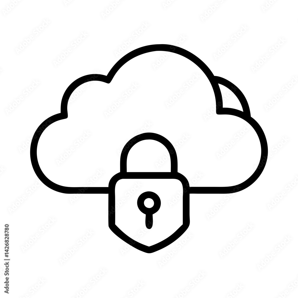 Poster cloud security data protection network safety system privacy lock secure computing technology access