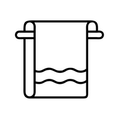 Towel icon vector illustration, towel on rack, bathroom towel, clean towel, spa towel, line drawing