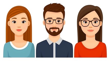 Fototapeta premium Diverse group of young adults with varying hairstyles and eyewear