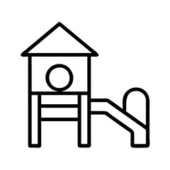 Outline playground slide tower kids play area recreation park childhood fun activity equipment outdoor structure