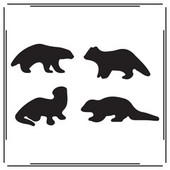 Badger silhouette, Badger illustration ,Badger clipart, Badger vector , black Badger ,Badger illustration on white background,