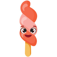Happy swirled ice cream character with a smile 
