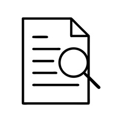 Document search icon file research magnifying glass find data information paper analysis symbol line