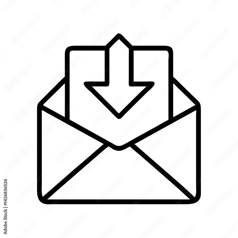 Poster download email message receive inbox mail arrow communication notification outline icon design
